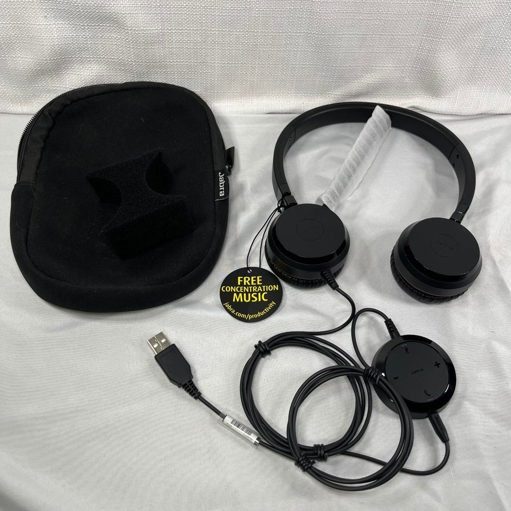 Jabra Evolve 40 Wired Stereo Headset USB-A 3.5mm ENC060 Black On-Ear Headphones